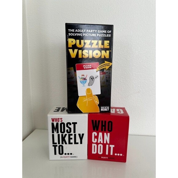 Puzzle Vision Who's Most Likely To Who Can Do It Board Party Game Lot of 3 - Picture 1 of 8